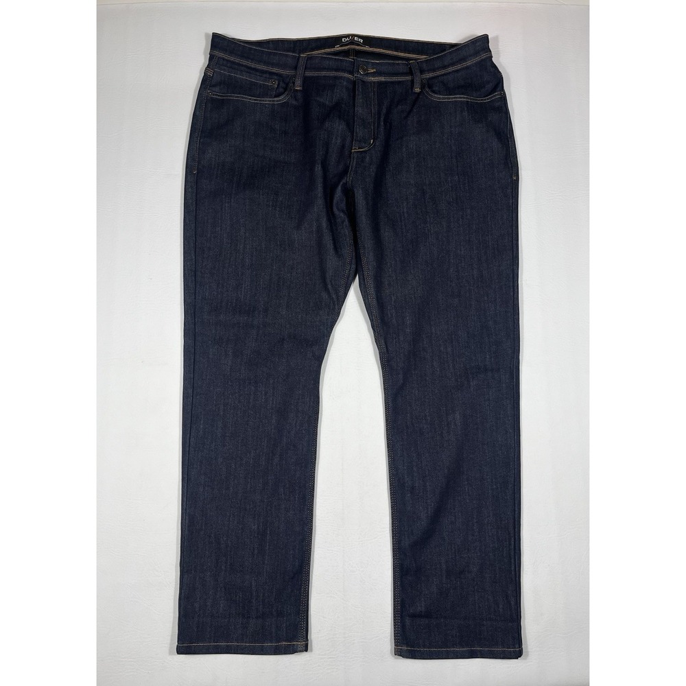 DU/ER L2X Relaxed Taper Jeans Mens 42x30 Blue Dark Wash Stretch Denim Pants
